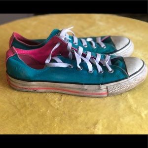 Hot Pink & Turquoise Converse All Star Sneakers